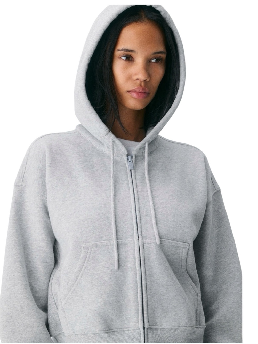 Aritzia Cozy Sweatfleece Boyfriend Boxy Zip Hoodie XS Gray - Picture 16 of 16